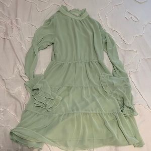Women’s Light Green Long Sleeve Midi Dress